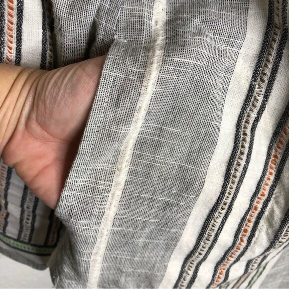 Soft Surroundings black white striped embroidered popover tunic top Petite Small - Picture 7 of 15